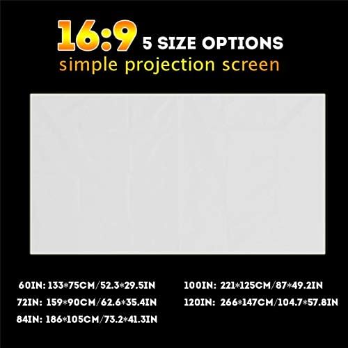 CLGZS 60-120 инчи преносен проектор за бела боја завеса Едноставна завеса против лесен проекција Екран 16: 9 Домашна канцеларија