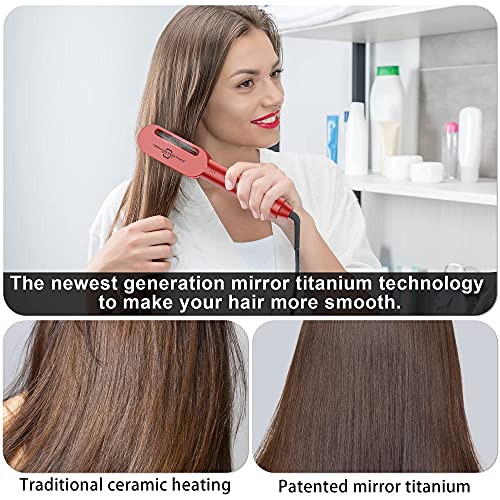 Затегнување на косата Титаниум рамно железо за фризури со медицинска коса функција со атомизирање на есенцијални масла, брзо загревање и прилагодлив
