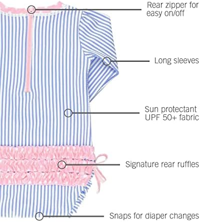 Rufflebutts® Бебе/Мали Девојчиња Со Долг Ракав Едноделен Костим за Капење СО UPF 50+ Заштита Од Сонце