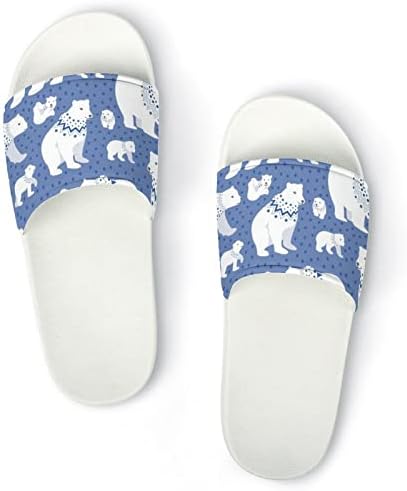 Цртани поларни мечки сандали кои не се лизгаат отворени папучи за пети за маса за масажа бања за туширање