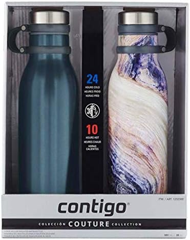 Колекција на Contigo Couture Collection Vacuum-In isnisulation In Insulesties Steel Bottion Bottion W/PuteTered Lid, 20 мл, полноќна