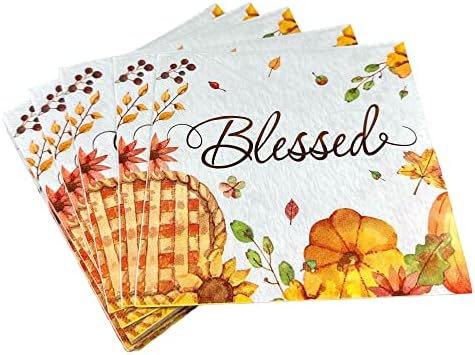 100 пакувања салфетки за хартија за благодарници за Денот на благодарноста, пријателите кои даваат, се заблагодаруваат, благословен
