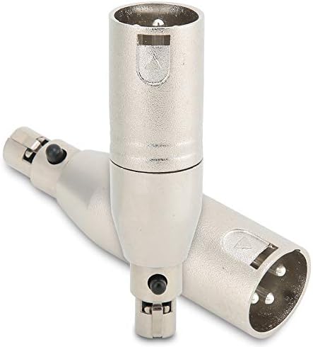 Botegra женски до машки адаптер, сребро позлатена 3pin метална куќичка цинк легура текстурирана површина аудио адаптер за SLR камери
