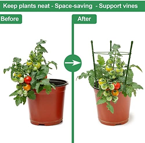 Поддршка за растенија од домати кафези за градина, 4 пакувања 18инх домати влогови на растителни влогови за растенија за искачување прилагодливи