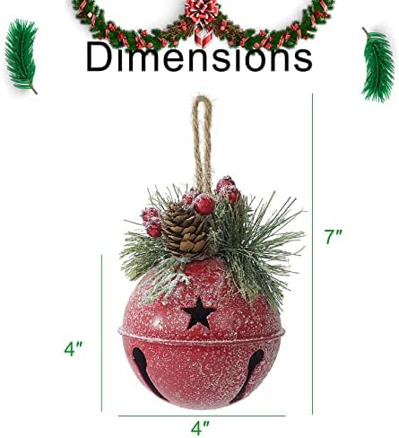 Божиќни лажички sвона, 5-инчни дво-парчиња Божиќни декоративни bellвона, украсни висечки украси и празнични црвени Божиќни sвона