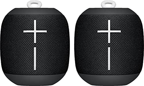 Крајни уши чудо од водоотпорен преносен преносен Bluetooth звучник 2-пакет, црна