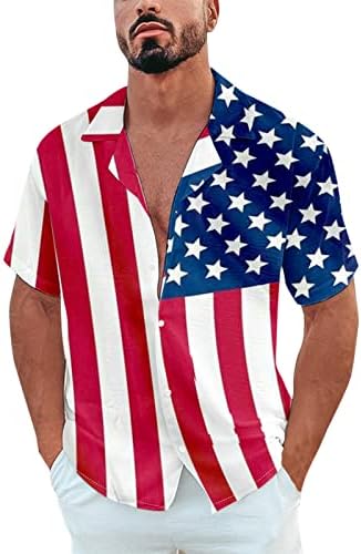 4 -ти јули кошули за маички за мажи кратки ракави гроздобер кошула за куглање САД знаме печатено Алоха плажа кошула