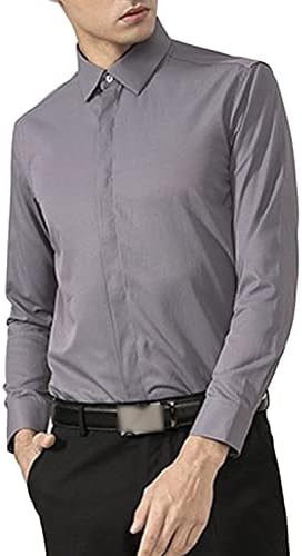 Maiyifu-GJ мажи Обичен кошула за фустани со брчки, редовно вклопување со кошули, цврсти тенок фит долги ракави деловни кошули