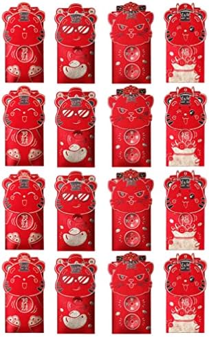 Ангоили 16 парчиња 2022 Нова Година Црвени Пликови Кинески Тигар Година Пари Плик Хонг Бао Лаи Види Среќни Пари Црвени Пакети За Кинеска Нова