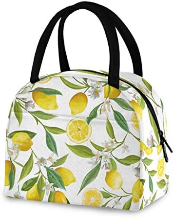 Јиж Овошје Од Лимон Цвет Од Јасмин Цветен Принт Остава Гранка На Бел Изолиран Патент Торба За Ручек Поладен Оброк Подготвена Чанта Кутија