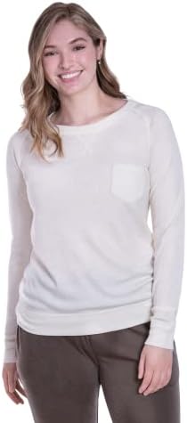 Мерино волна женска маичка - џеб на вратот на екипажот - про -плетена средна тежина