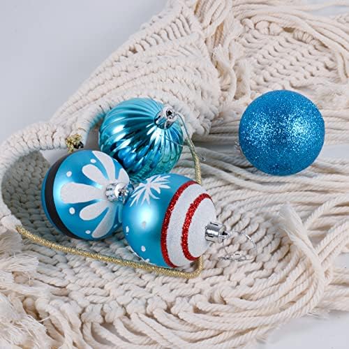 Сет на украси за божиќни топка - 2,36 Божиќни чамци за Божиќно дрво, 16 парчиња сликарство и сјајни украси за топка на новогодишни
