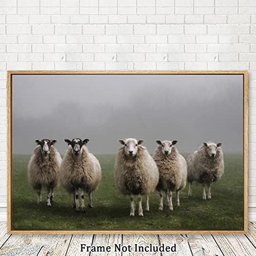 Eorntdy Canvas Wallидна уметност Необјавено овци на поле на слики слика сликање платно слики животни wallидни уметности за дневна соба