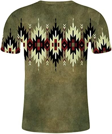 ZHDD војник со кратки ракави маици за Mens Massion Street 3D Aztec Boho Graphic Tee Tops Ретро мускуларна обична маичка маица маици за облека