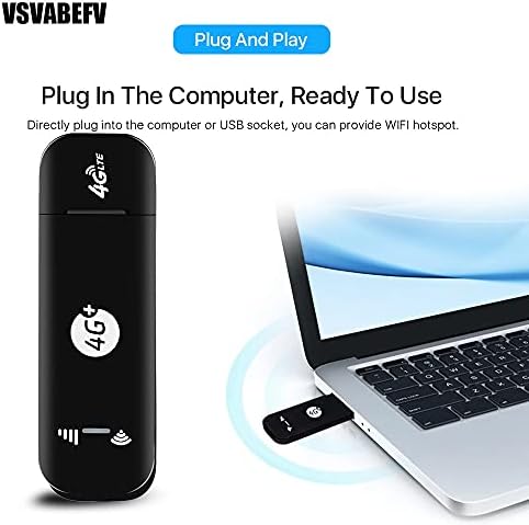 VSVABEFV 4G LTE USB модем WiFi Dongle Mini Portable Mobile WiFi Hotspot Router со слот за SIM картички и слот за TF картички со B1/B2/B4/B5/B12/B17/B25/B28/B66
