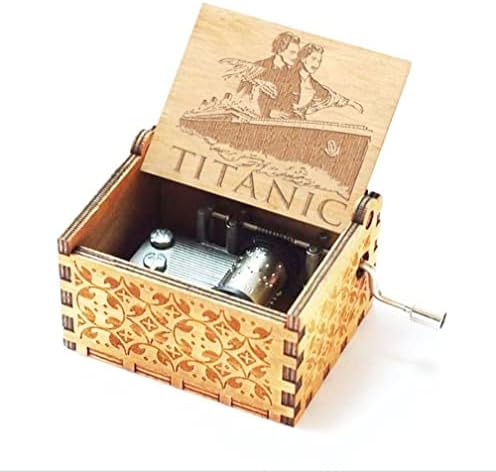 Музичка кутија за музички кутии Ryshaa Titanic, дрвена рачно искривена музичка кутија, свирење на моето срце ќе оди на музичка кутија за Ноќта