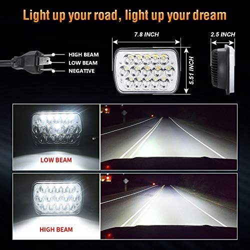 LX-LIGHT DOT одобрени 5 x 7 6x7inch Правоаголни LED Фарови Компатибилни Со Jeep Wrangler YJ CHEROKEE XJ Камиони 4x4 Offroad Fadlamp