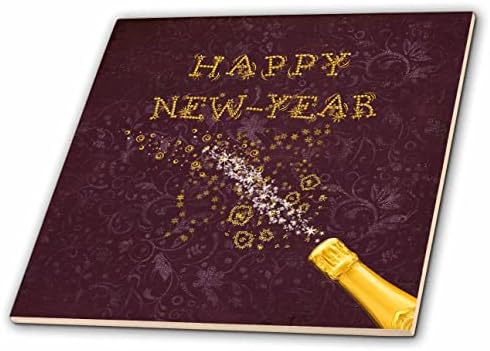 3дроза Слика На Врвот На Шишето Шампањ, Ѕвезди, Кадрици, Сјај, Среќна Нова Година-Плочки