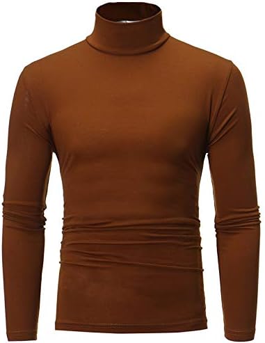 Zdfer Men's Turtleneck Pullover Sweatshirt, долги ракави со цврста боја кошули се протегаат тенок вклопување на врвот џемпер за мажи нови бели јаки постелнини Хенли кошули за мажи Хен?