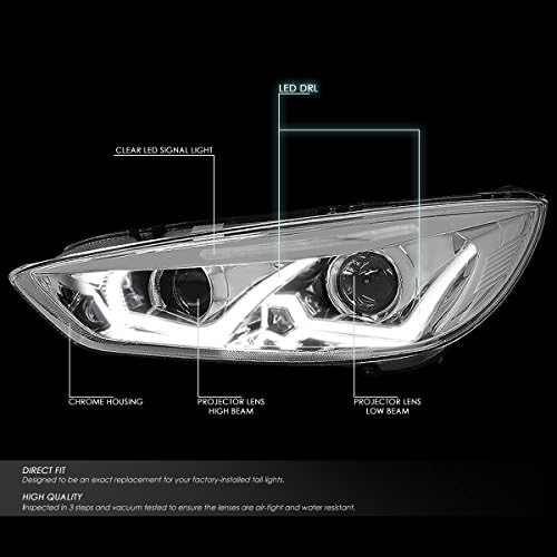 Компатибилен Со Ford Focus Dual U-HALO DRL+Led Трепкач Хром Проектор Фарови Јасен Сигнал+Јасна Лен Магла Светлина