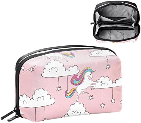 Преносни Електронски Торбички За Организатори Детски Еднорог Бели Облаци Ѕвезда Розова Торба За Складирање Кабли За Патување За Хард Дискови,