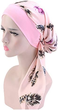 Хемо -глава еластични турбани за жени со долга коса глава шамија на шалчиња за печатење на карцином