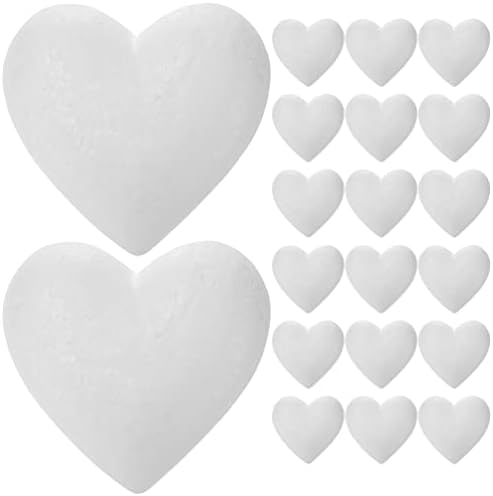 Абаодам 20 парчиња срцеви пени полистирен пена срце за занаетчиски занаетчиство за правење цвеќиња за цвеќе свадба Ден на забава