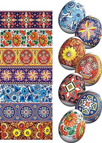 7 Геометриски и Цветни Орнаменти украински Обвивки За Украсување Велигденски Јајца