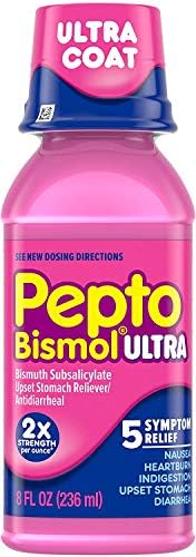 Пепто-Бизмол Ултра 5 Олеснување На Симптомите Вклучувајќи Вознемирен Стомак И Дијареа Оригинална Течност За Вкус, 8 Унца