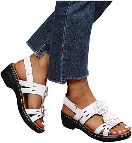 Сандали со лак поддршка за жени платформа клинови сандали летни фустани чевли гроздобер гладијатор сандали