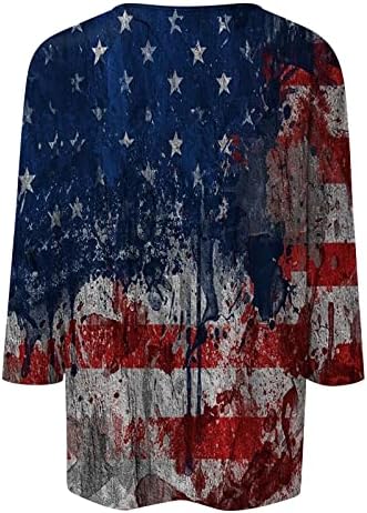 Seryu 3/4 ракав летни маици за жени работат плус големина основно американско знаме кул лабави маици жени