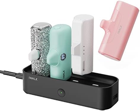 IWalk LinkPod Station & 4500mah LinkPod Portable Charger компатибилен со iPhone Black+Pink