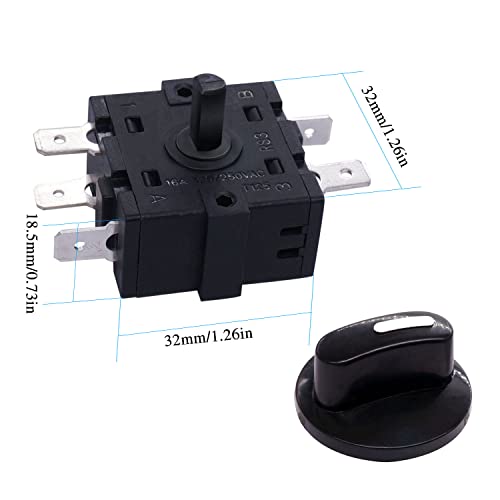 Rotary Switch Taiss 2PCS 125/250VAC 16A 4 Позиција 3 Брзина Универзален грејач на селектор на брзина +прекинувач за промена 2 прекинувач