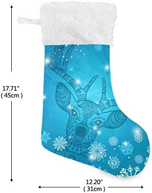 Алаза Божиќни чорапи елени снегулки Doodle Зимски Божиќ класичен персонализирани големи декорации за порибување за семејни празнични