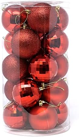 Алгала 20 ПК 3 инчи големи божиќни украси топки за Божиќно дрво-4 стил-црна боја
