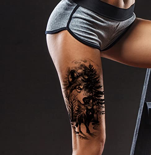 ПАДУН Привремени Тетоважи Животно, 6-Лист Волк Лав Голема Привремена Тетоважа За Мажи, Водоотпорни Долготрајни Тетоважи Реални