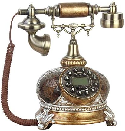 UXZDX Cujux Ретро гроздобер антички стил телефон, старомодно телефонско биро ротариско бирање фиксни телефон со реално време и приказ