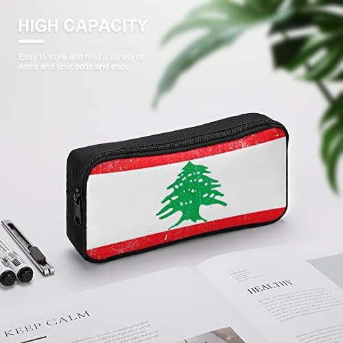 Гроздобер либанско знаме молив куќиште со голем капацитет за складирање на капацитет, маркер Пен за молив, за училишни тинејџери возрасни
