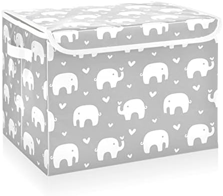 Катаку Слонови Срца Сиви Канти За Складирање Со Капаци Ткаенина Голем Сад За Складирање Коцка Корпа Со Рачка Декоративни Кутии За Складирање