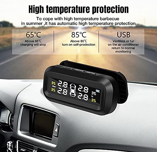 XWWDP Solar TPMS CAR гуми за притисок на алармот за монитор на аларм за монитор на системот за интелигентно напојување на температурата