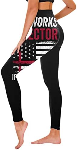 Американски хеланки на знамето на женски стомаци за контрола на стомакот во САД, панталони со starвездени панталони Фитнес
