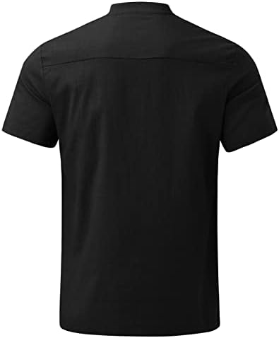 Долги ретро Т цврста блуза машка маичка џебна џебна џебна кошула мешавина од ракави машки маж маички маж