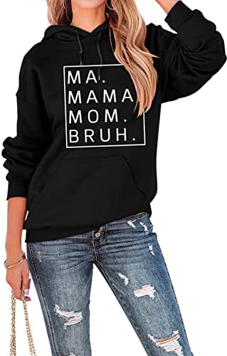Womenените мама мама мама Брух пуловер Худи, мама мама бру маичка за жени