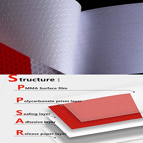 Рефлексивна лента со мали 2 x 160 'Висока видливост Црвено -бело индустриско предупредување безбедносно лепило, лента за безбедност на рефлекторот