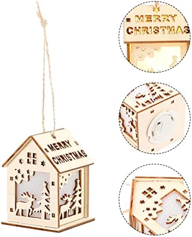 Кисангел шема минијатурна светлина на фенер, светлечки декор Дрвена централна играчка за фигура забава фотографија Божиќна сјај приврзоци