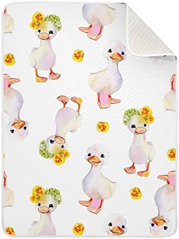 Swaddle Claute Cute Little Ducks Памучно ќебе за новороденчиња, примање ќебе, лесен меко залепено ќебе за креветчето, шетач, расадници за ќебиња,