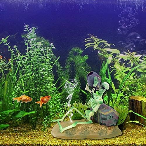 Маирукер воздушен аквариум украс пијан пиратски скелет декор на воздушна пумпа управувано дејство аквариум украси Скелети тематски