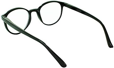 Најдобри читатели на унисекс-возрасни очила за овални читачи црни / чисти леќи, 2,0