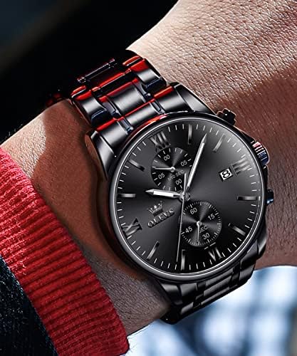 OLEVS гледајте мажи од не'рѓосувачки челик хронографски часовници за мажи луксуз водоотпорен со датум аналоген кварц дијамантски бизнис