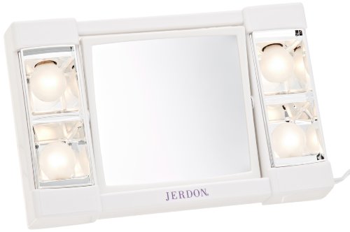 Џердон Двострано Огледало Шминка Со Светла-Суета Огледало СО 3x Зголемување &засилувач; Сјај - Слободен Осветлување-Бела База-Модел J1010